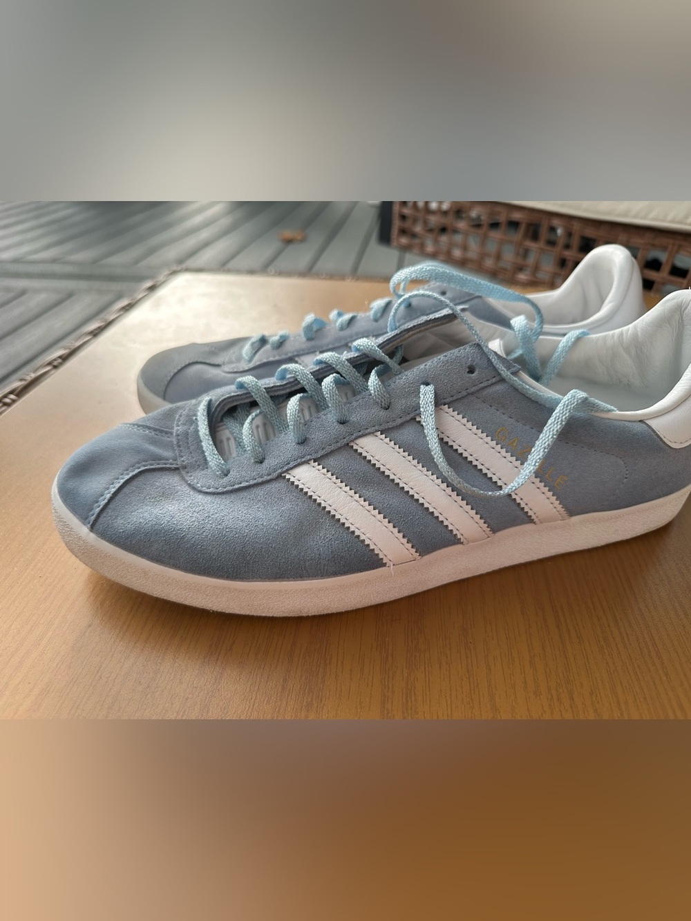 adidas Kids Gazelle Suede Sneakers in Light Blue and White